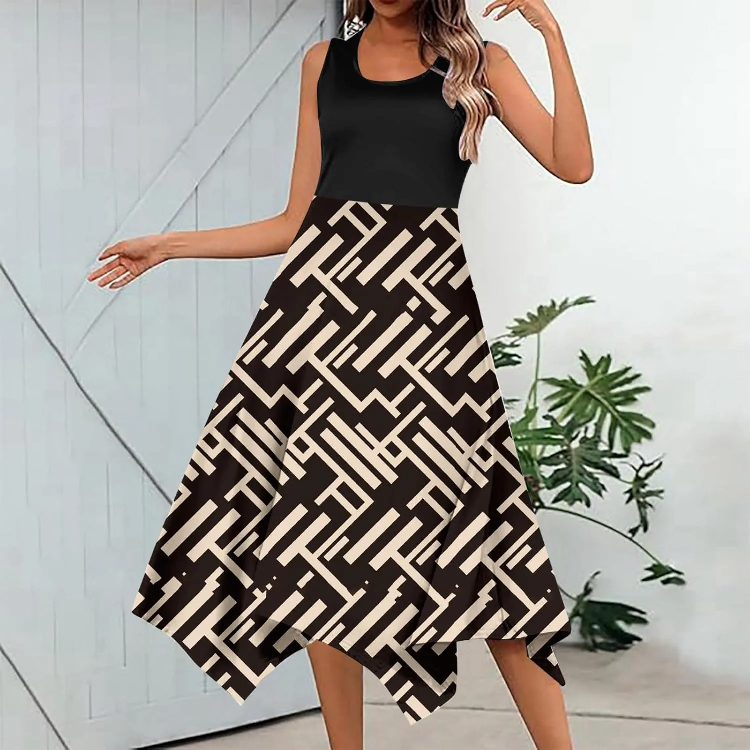 Women's Casual Maxi Sundress Scoop Neck Sleeveless Loose Tank Dress Summer Beach Long Dress Boho Vacation Dresses