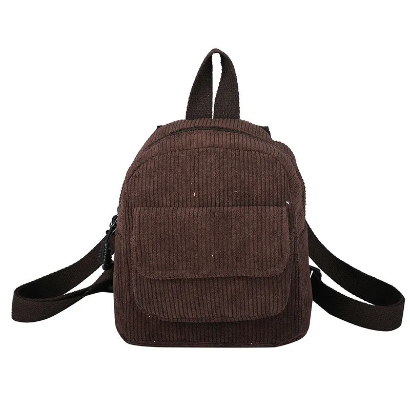 Women's Corduroy Trendy Cool Style University Backpacks