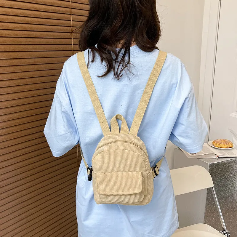 Women's Corduroy Trendy Cool Style University Backpacks