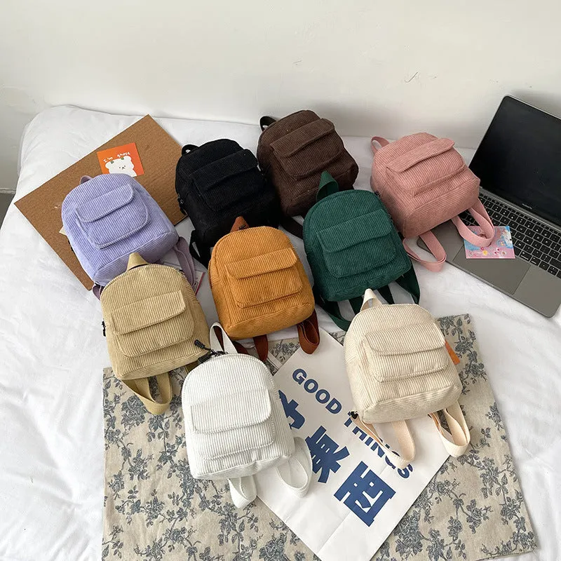 Women's Corduroy Trendy Cool Style University Backpacks