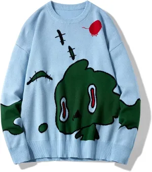 Women's Cotton Anime Sweaters Long Sleeve Oversized Pullovers for Women Cartoon Cute Aesthetic Jumpers