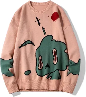 Women's Cotton Anime Sweaters Long Sleeve Oversized Pullovers for Women Cartoon Cute Aesthetic Jumpers