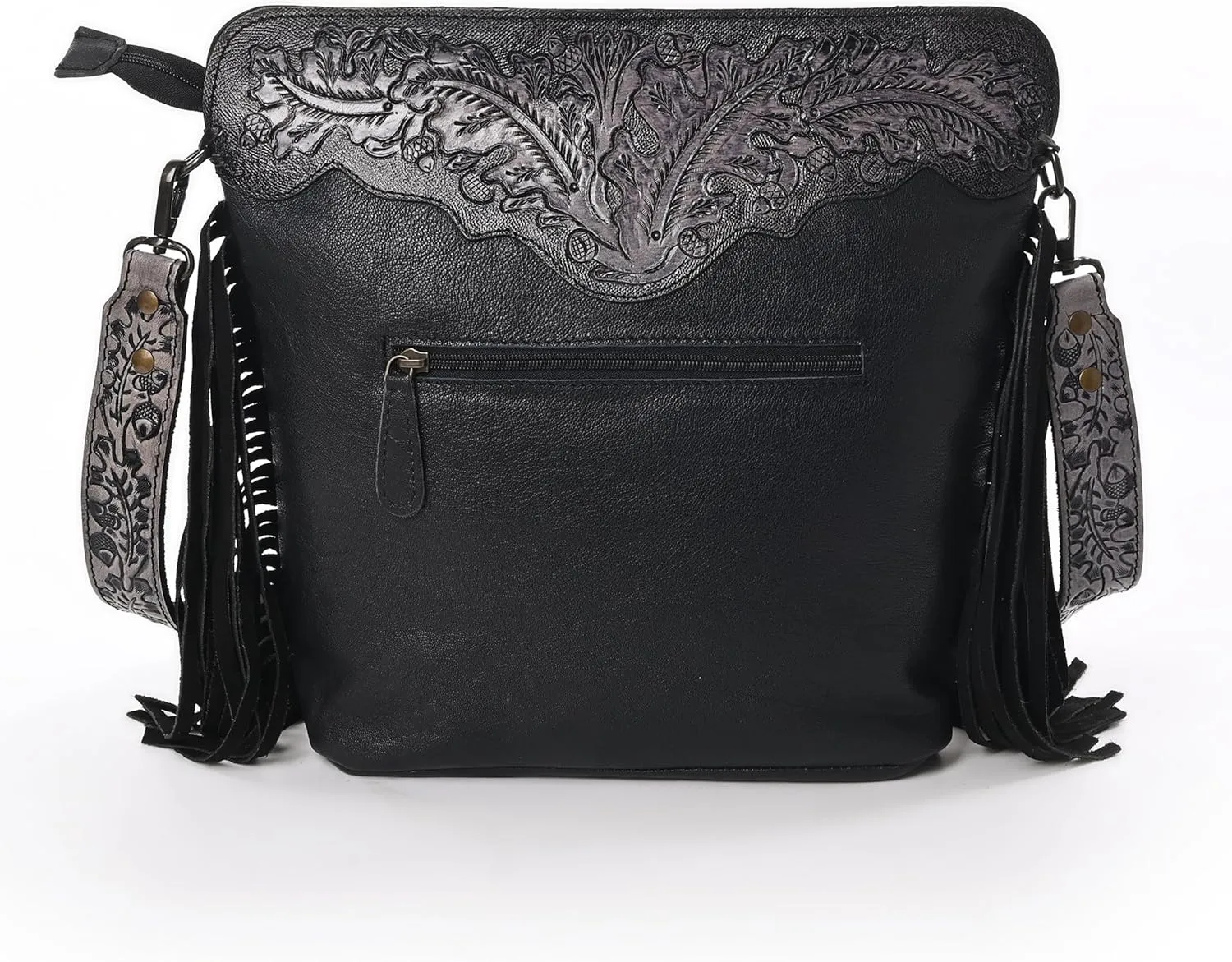 Women’s Cowhide Hairon Leather Crossbody Shoulder Bag with Strap Messenger Style Western Fringe Leather Sling Bag