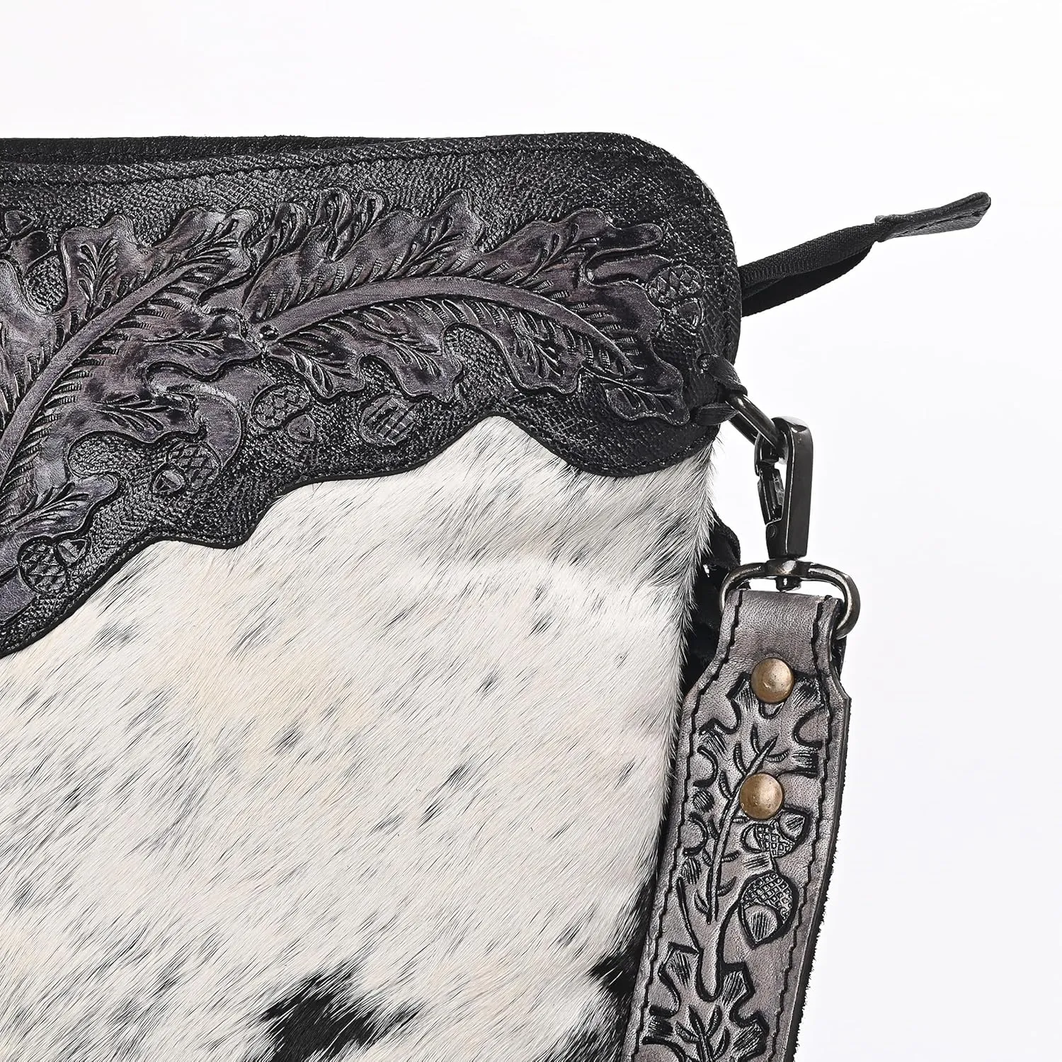 Women’s Cowhide Hairon Leather Crossbody Shoulder Bag with Strap Messenger Style Western Fringe Leather Sling Bag