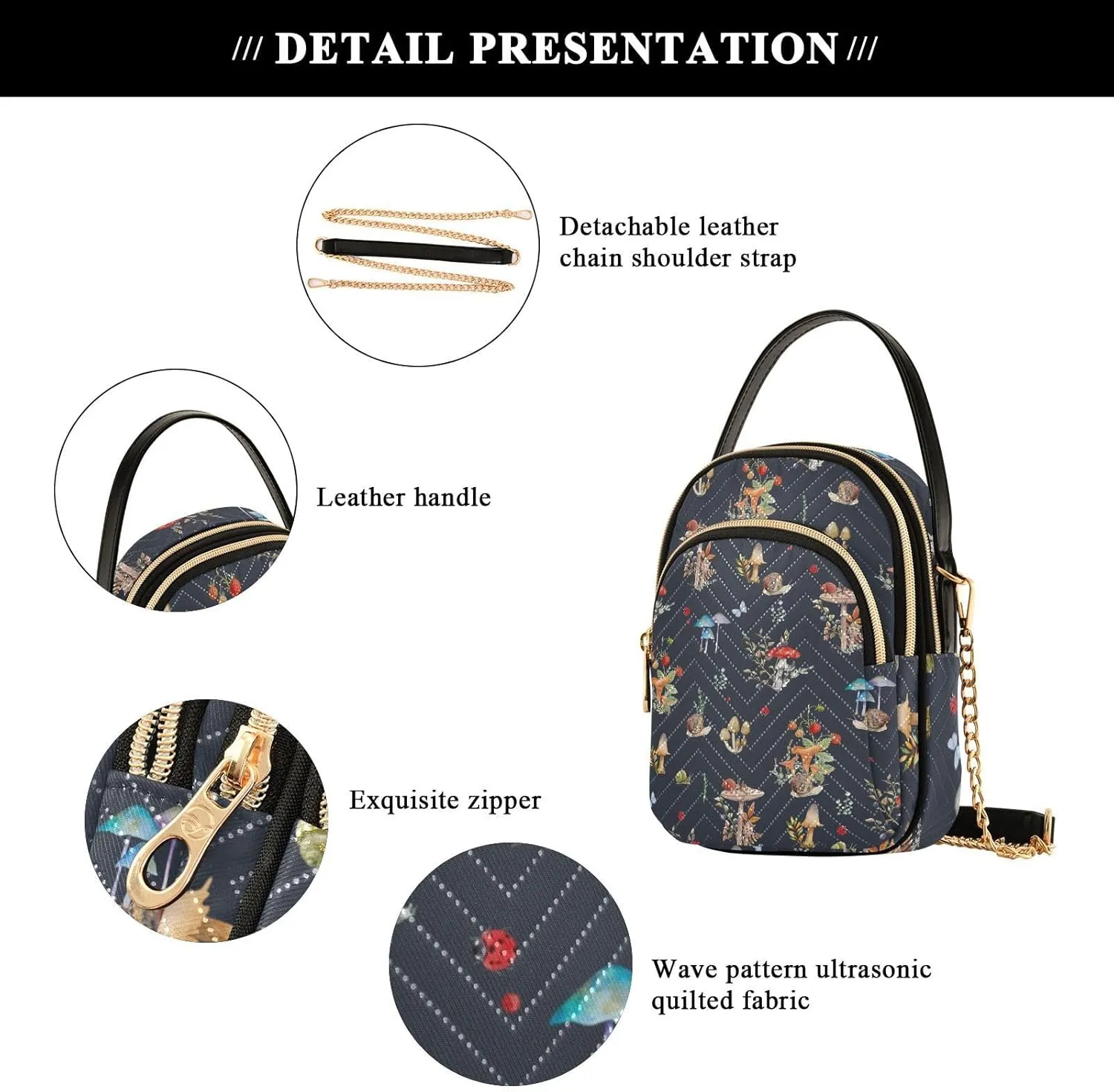 Women's Crossbody Handbags with Zipper Casual Leather Small Travel Purses Crossbody Bags for Ladies