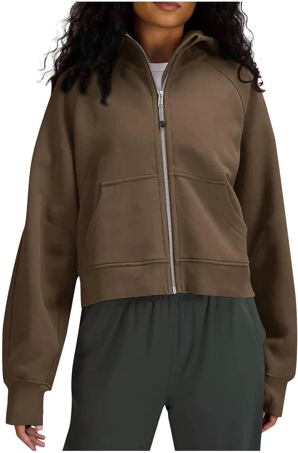 Women's Fashion Hoodies & Sweatshirts Casual Long Sleeve y2k Clothes Full Zip Up Cropped Hoodie Jacket With Pockets