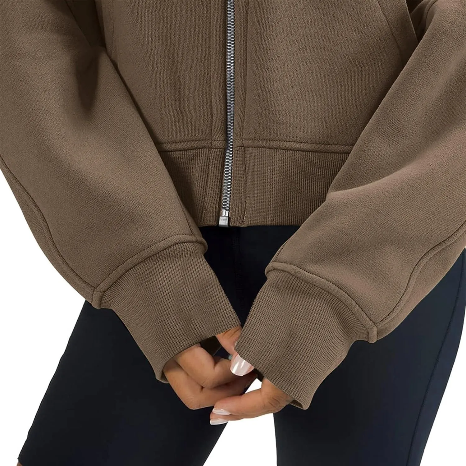 Women's Fashion Hoodies & Sweatshirts Casual Long Sleeve y2k Clothes Full Zip Up Cropped Hoodie Jacket With Pockets