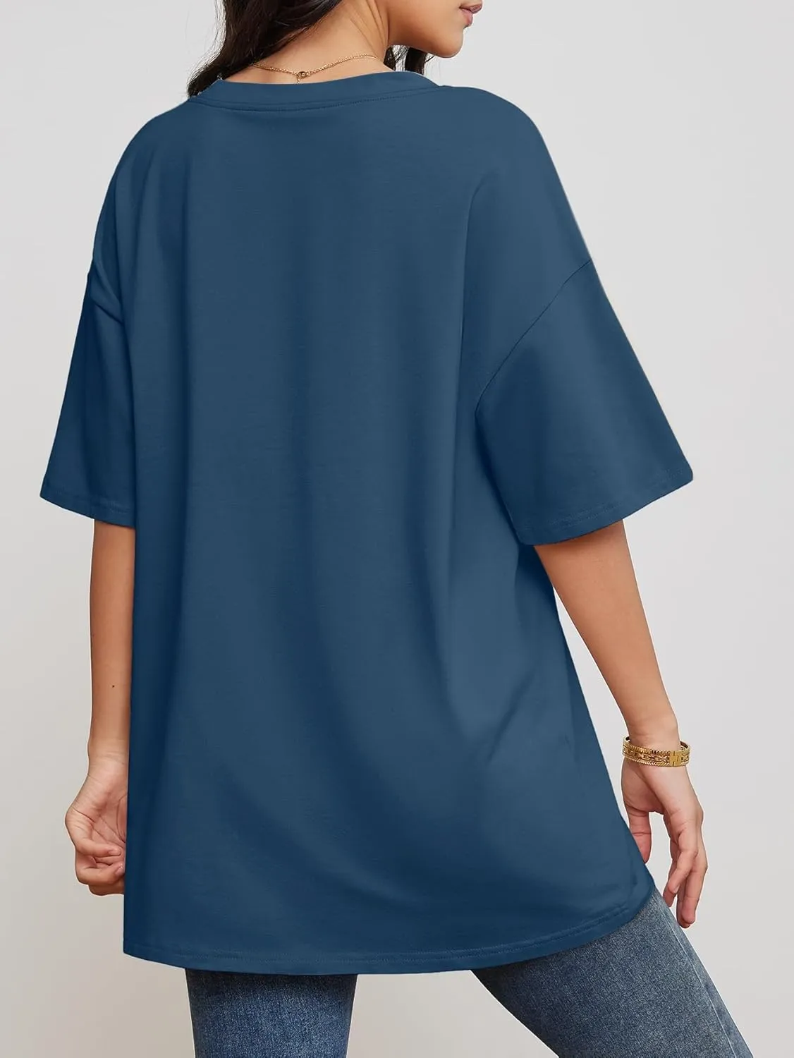 Womens Fashion Workout T Shirts Athletic Oversized Tops Summer Trendy Clothes Short Sleeve V Neck Tunic 2025