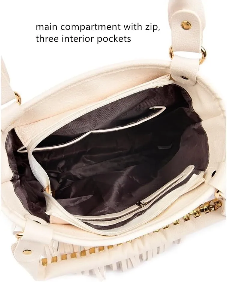 Women's Faux Leather Western Fringe Purse Tassel Hobo Tote Bag