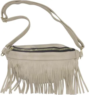 Women's Fringe Chest Fanny Crossbody Shoulder Bag - Black Belt Travel Pouch