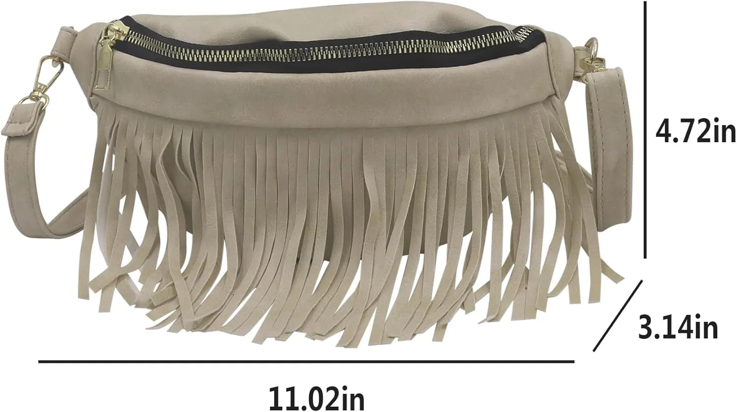Women's Fringe Chest Fanny Crossbody Shoulder Bag - Black Belt Travel Pouch