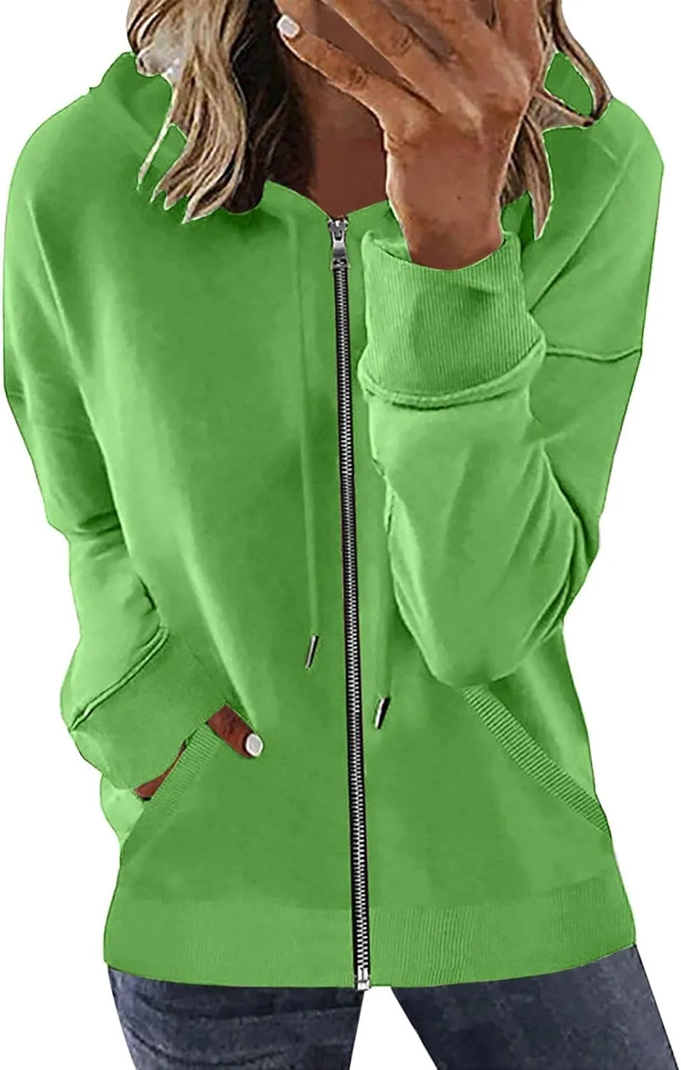 Womens Full Zip Up Hoodie Jacket Long Sleeve Hooded Sweatshirts With Pockets Fall Fashion 2023 Outfits