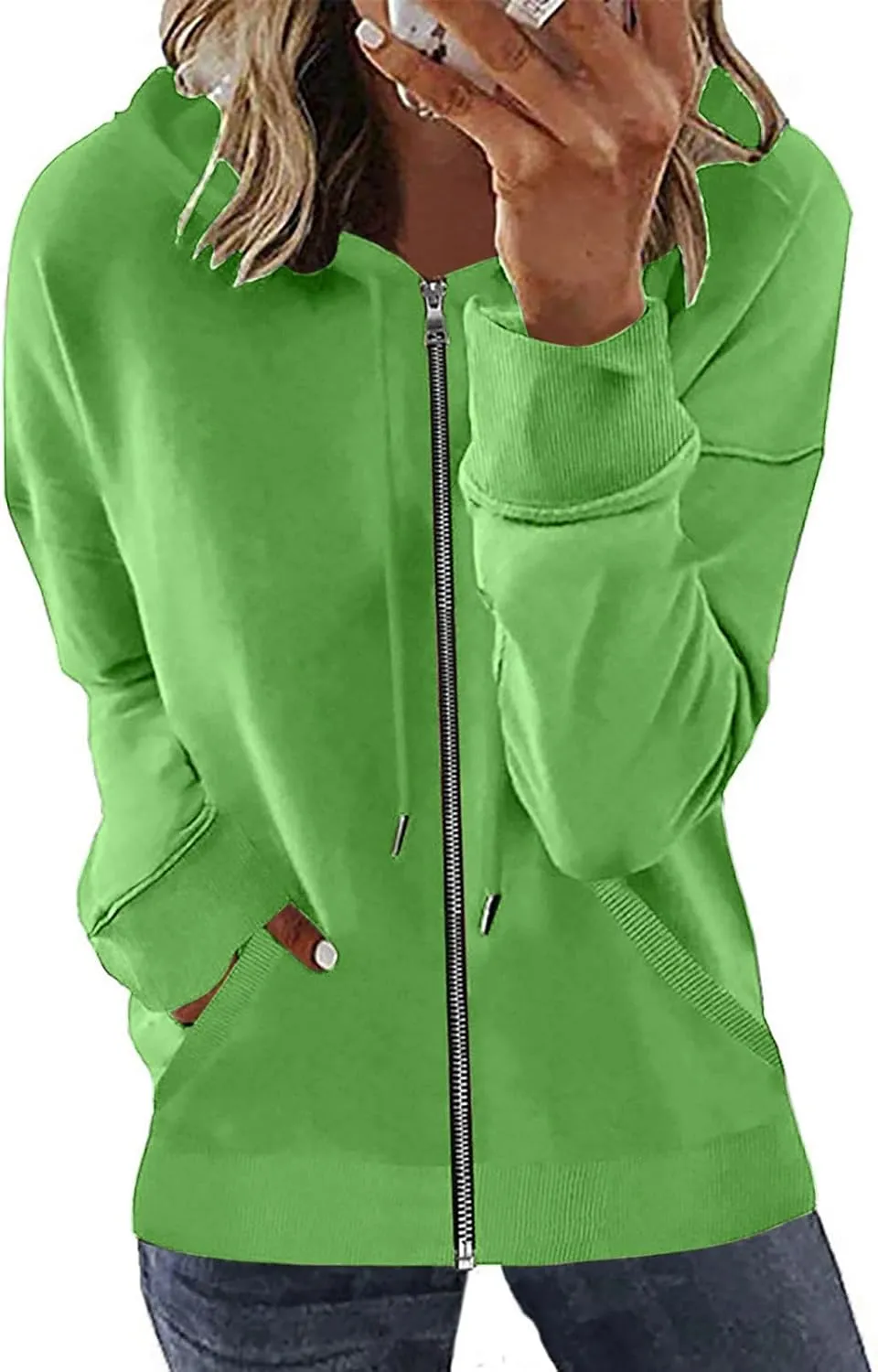 Womens Full Zip Up Hoodie Jacket Long Sleeve Hooded Sweatshirts With Pockets Fall Fashion 2023 Outfits