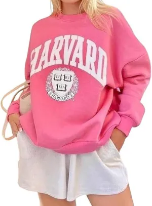 Womens Graphic Sweatshirts Oversize Crewneck Sweatshirt Long Sleeve Drop Shoulder Fleece Pullover
