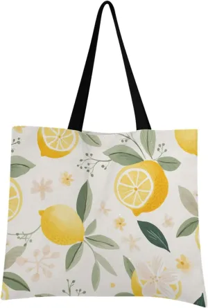 Women's Large Size Canvas Shoulder Bag Hobo Crossbody Handbag Casual Tote for Shopping, Grocery, Vacation, Cute Lemon (23), CanvaYYTOTE1800