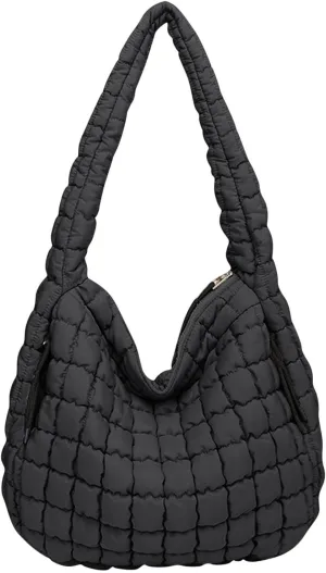 Womens Lightweight Quilted Carryall Gym Bag Soft Puffer Tote Bag Big Capacity Hobo Purse Beach Handbag