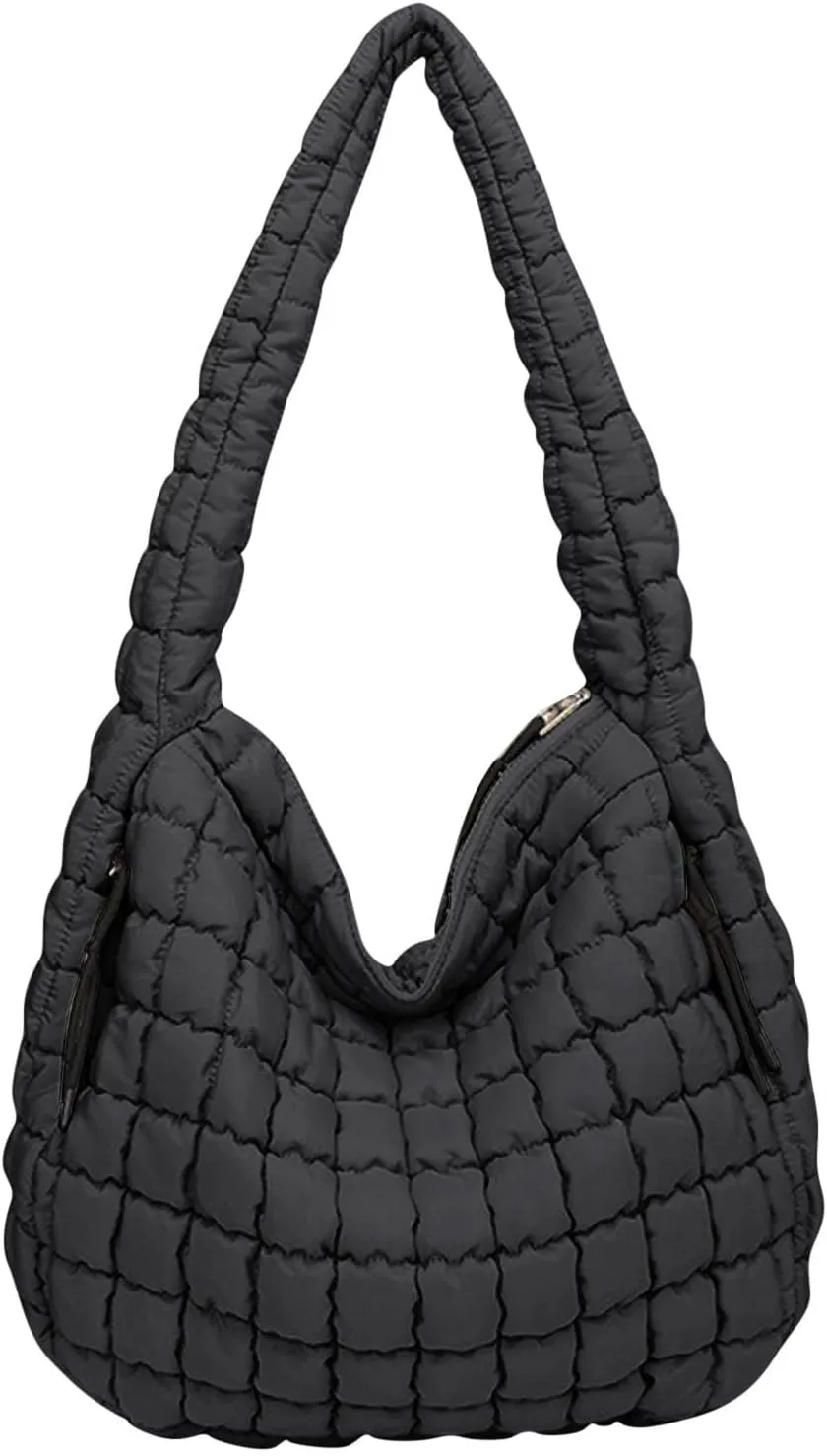 Womens Lightweight Quilted Carryall Gym Bag Soft Puffer Tote Bag Big Capacity Hobo Purse Beach Handbag