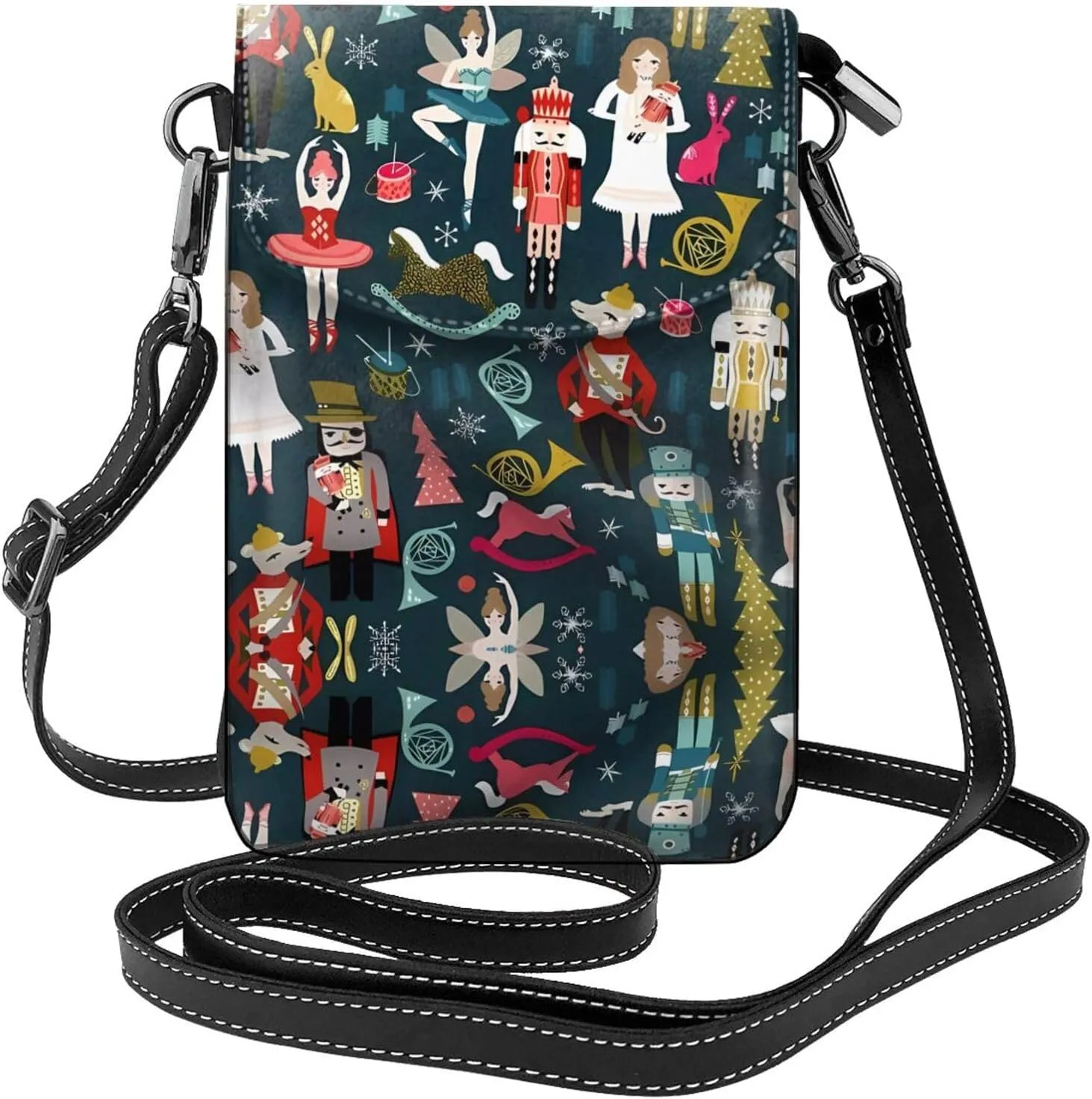 Women's Nutcracker Ballet Xmas Dance Small Crossbody Bags, Printed Cell Phone Purse with Card Slots, Shoulder Handbag with Strap