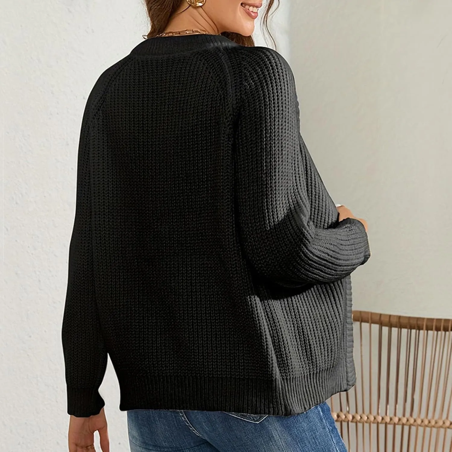 Women's Open Front Cardigan Long Sleeve Trendy Casual Outwear Loose Soft Cable Knit Sweaters