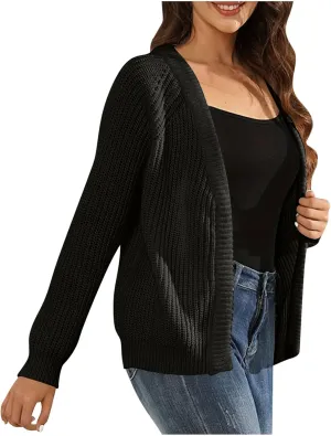Women's Open Front Cardigan Long Sleeve Trendy Casual Outwear Loose Soft Cable Knit Sweaters