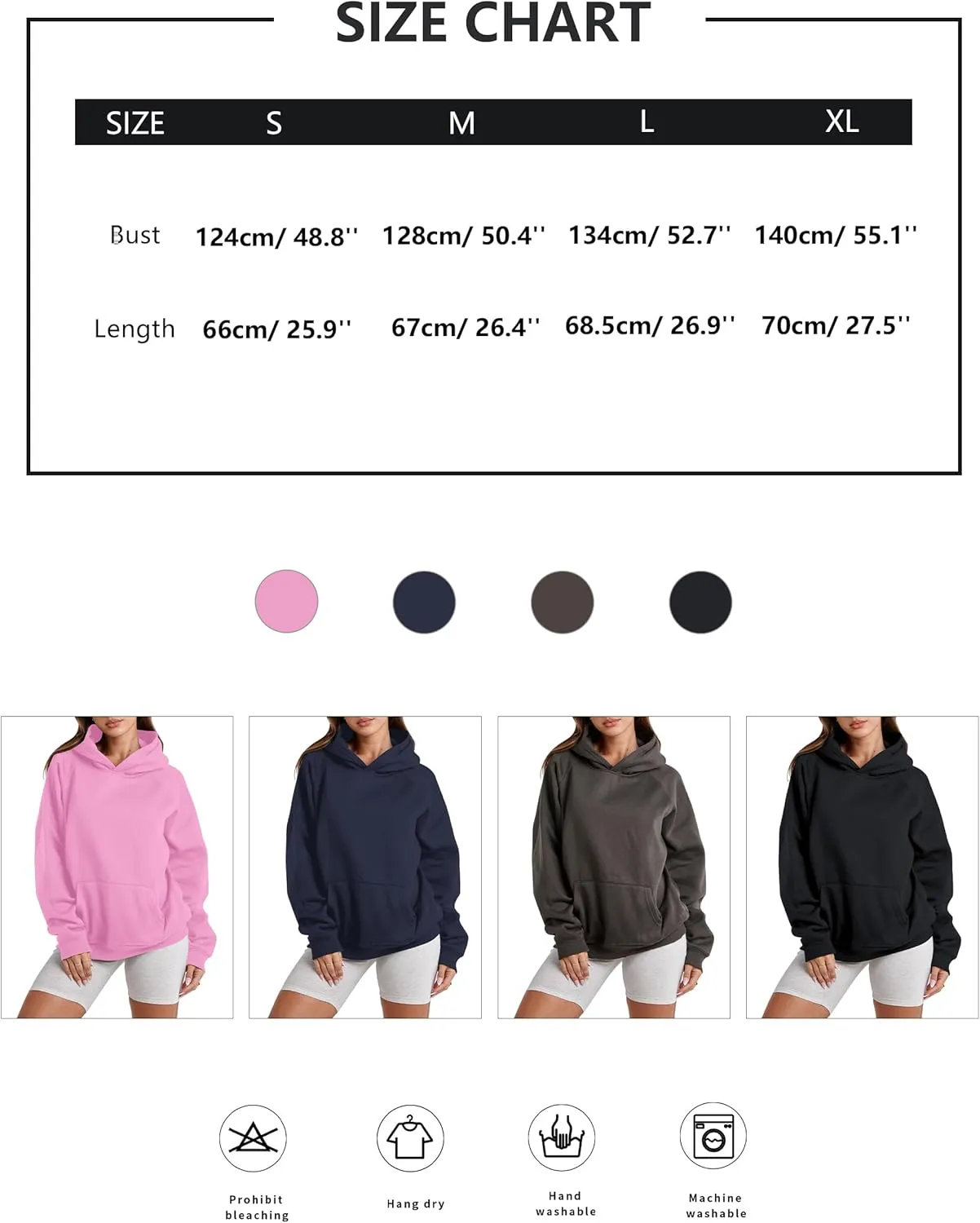 Womens Oversized Hoodies Sweatshirt Basic Solid Long Raglan Sleeves Loose Fleece Hooded Pullover With Kangaroo Pocket
