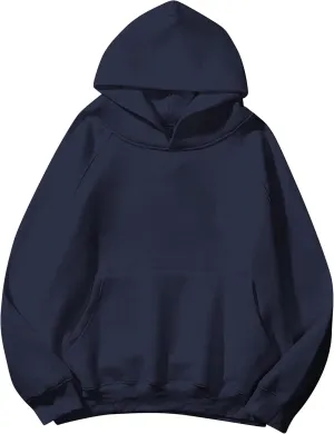 Womens Oversized Hoodies Sweatshirt Basic Solid Long Raglan Sleeves Loose Fleece Hooded Pullover With Kangaroo Pocket