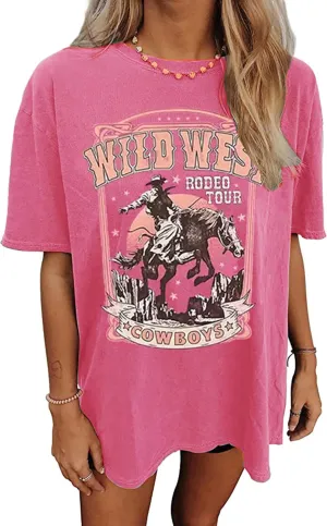 Womens Oversized Tshirt Graphic Tees Summer Casual Short Sleeves Tops Beach Vacation Clothes