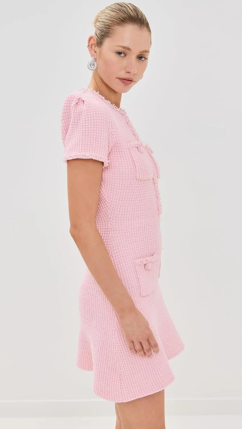 Women's Pink Textured Knit Mini Dress