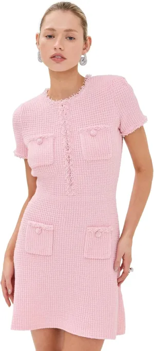 Women's Pink Textured Knit Mini Dress