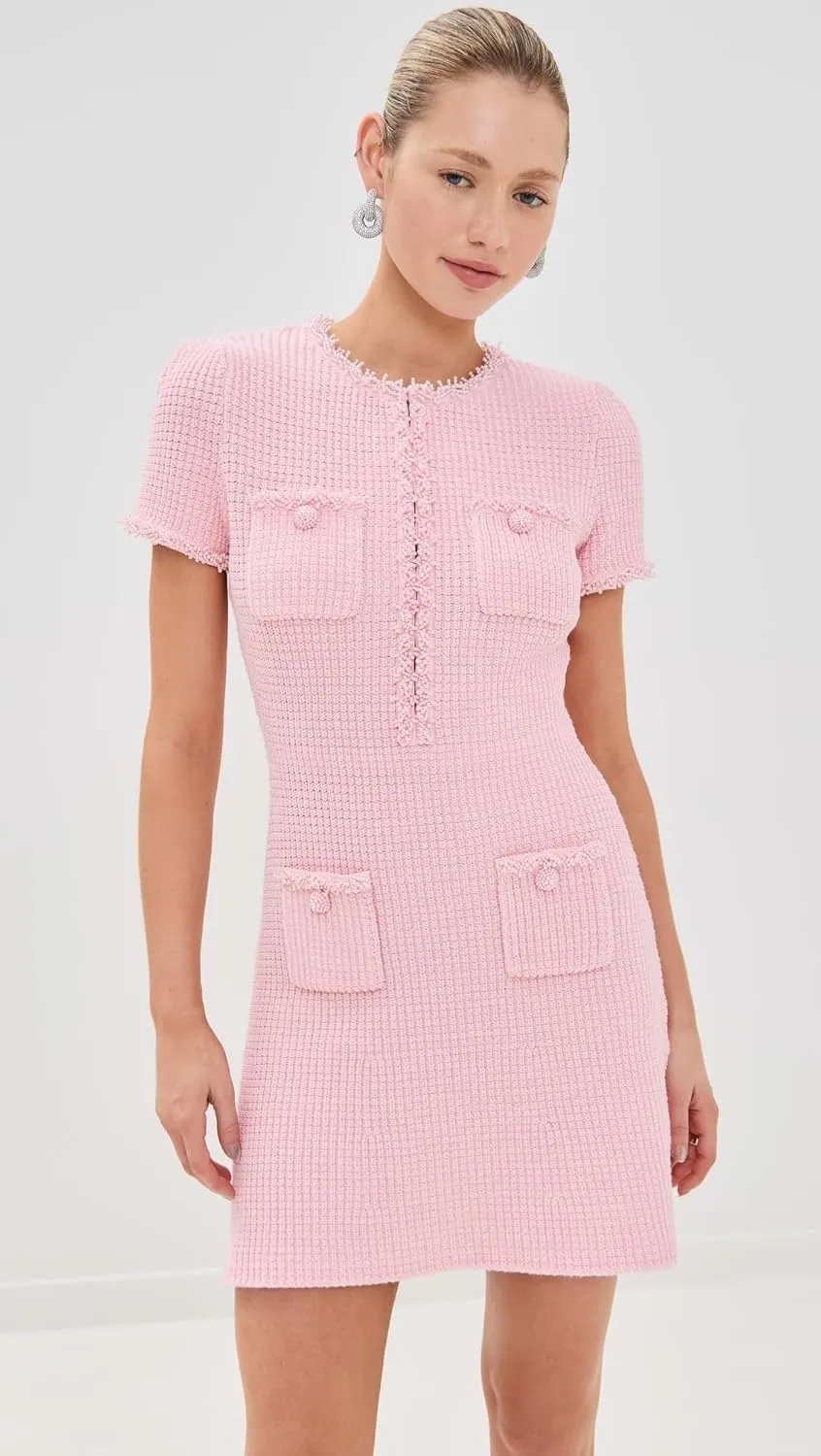 Women's Pink Textured Knit Mini Dress