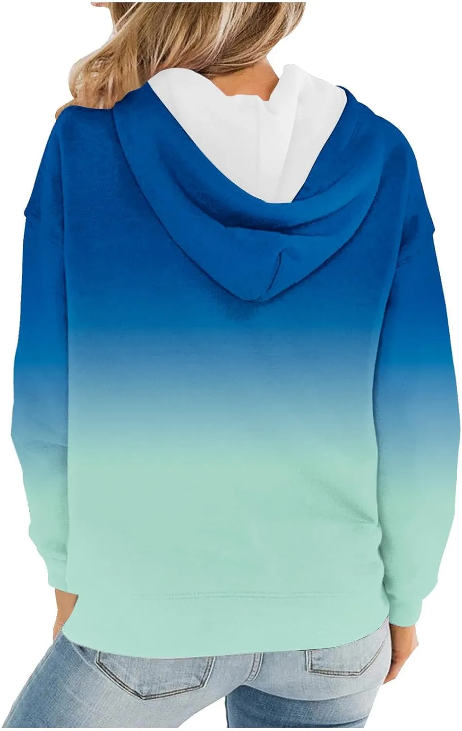 Womens Plus Size Hoodie Sweatshirt 2024 Fall Fashion Gradient Color Hooded Sweatshirt Loose Long Sleeve Pullover Tops