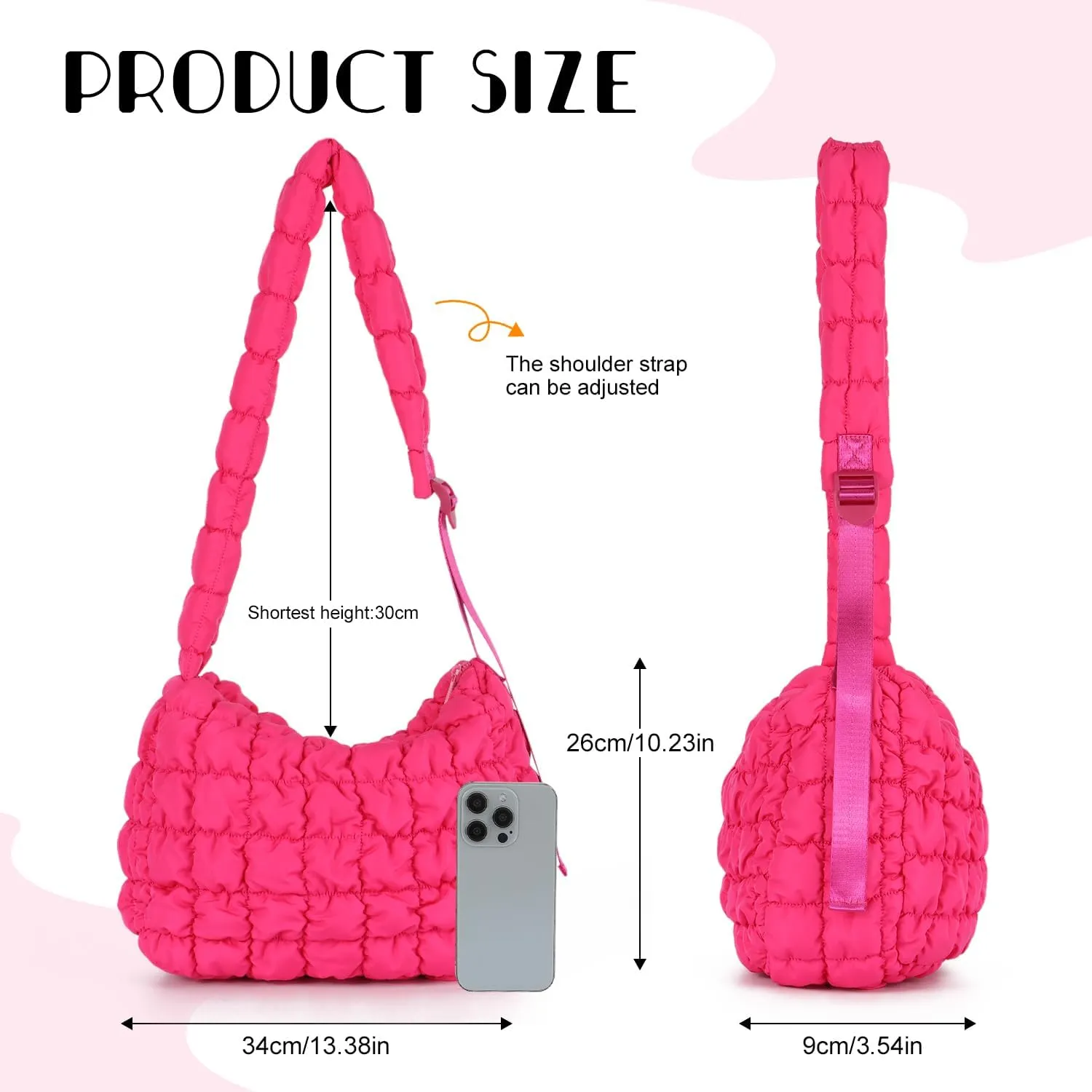 Womens Puffer Hobo Bag Quilted Puffer Tote Bag Lightweight Quilted Carryall Bag