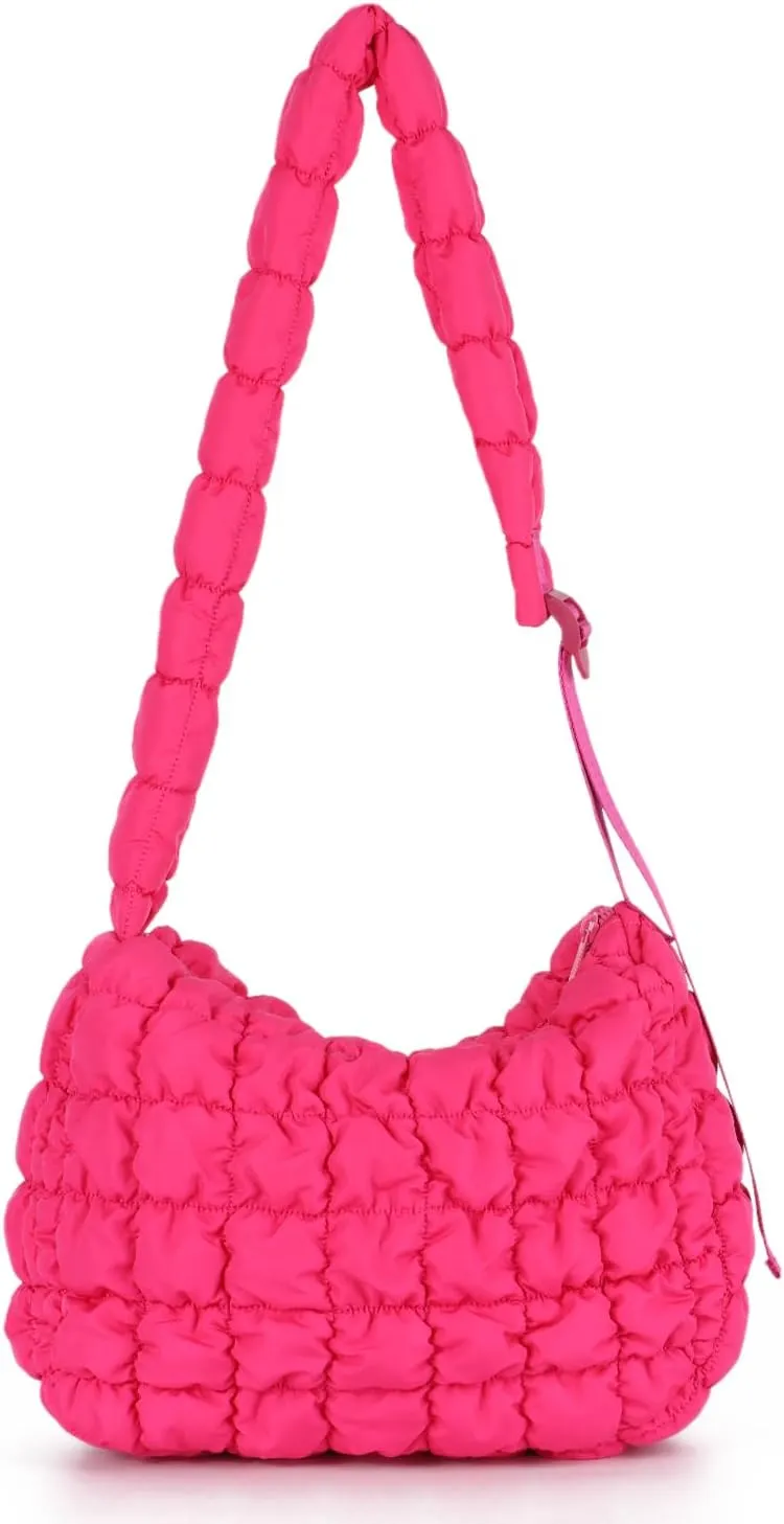 Womens Puffer Hobo Bag Quilted Puffer Tote Bag Lightweight Quilted Carryall Bag