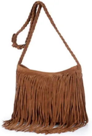 Women's Punk Satchel Tassel Suede Fringe Shoulder Messenger Cross Body Bag Shopping Beach Bag