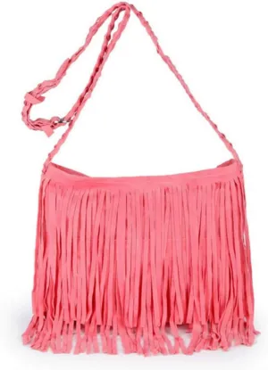 Women's Punk Satchel Tassel Suede Fringe Shoulder Messenger Cross Body Bag Shopping Beach Bag