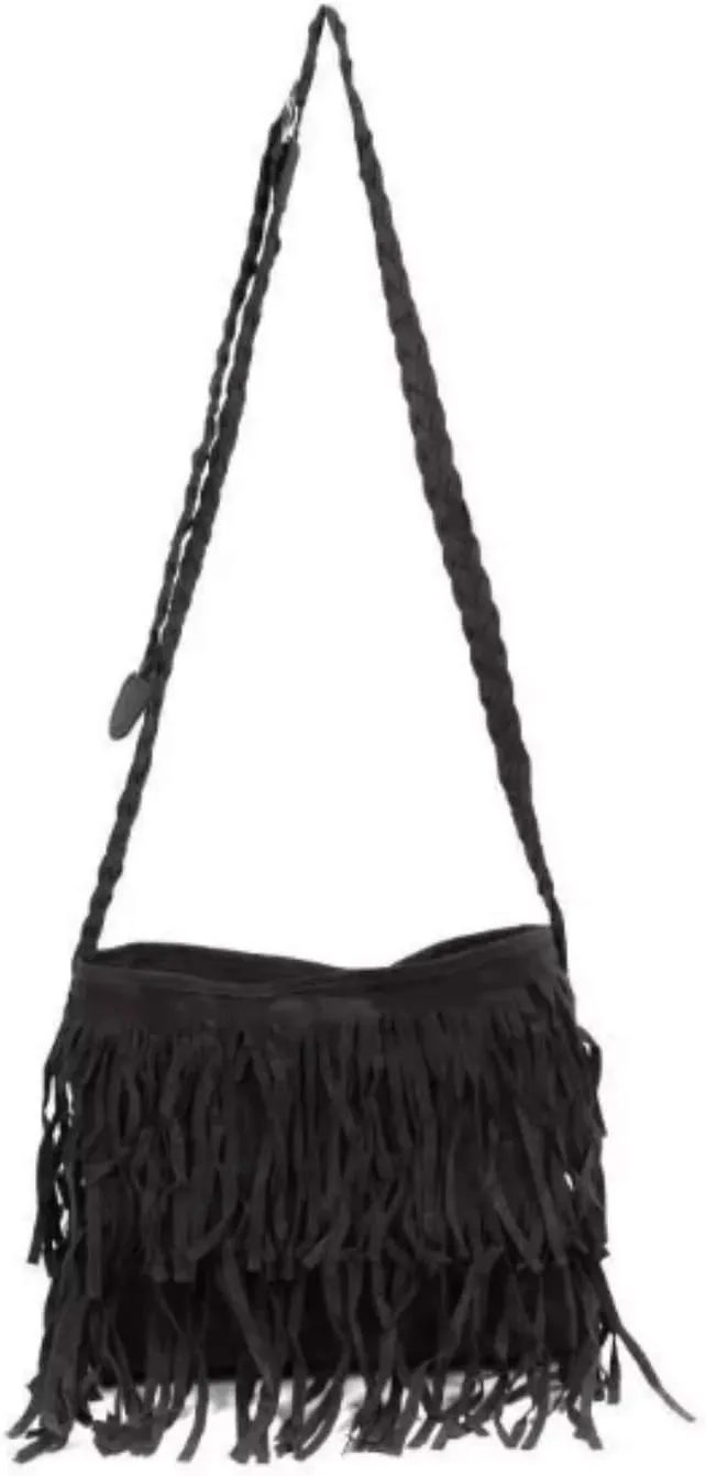 Women's Punk Satchel Tassel Suede Fringe Shoulder Messenger Cross Body Bag Shopping Beach Bag