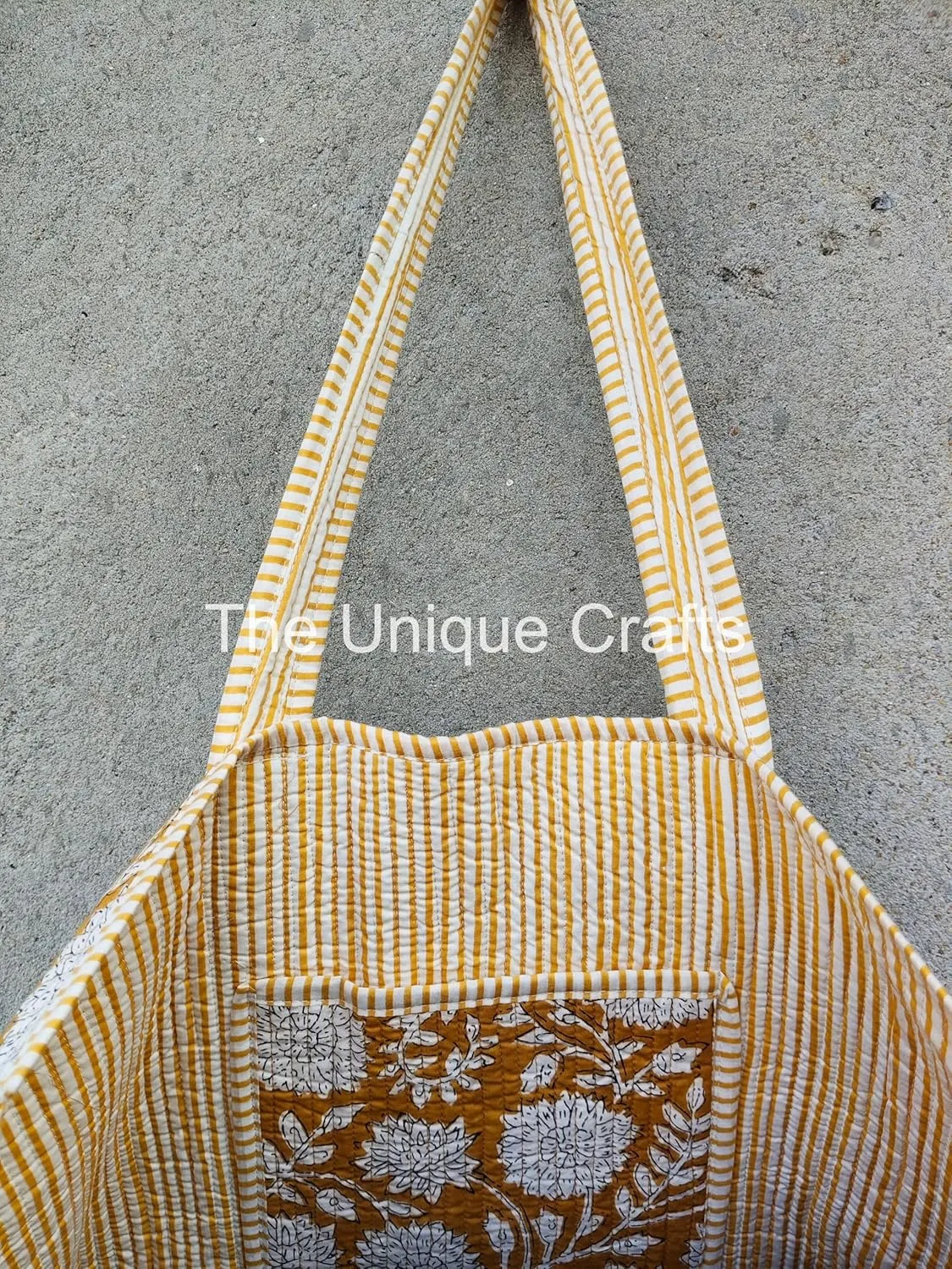 Women's Quilted Cotton Tote Bag Handprinted Reversible Hand Block Print Shoulder Bag Women Handbag Traveling Bag