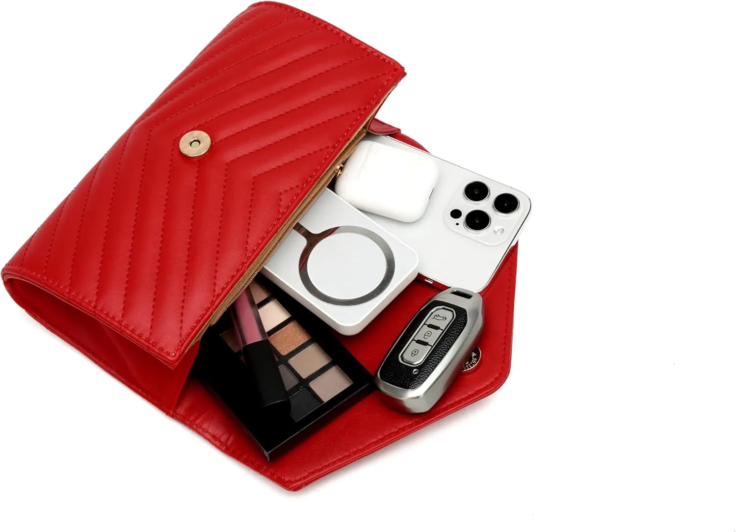 Women's Quilted Small Square Crossbody with Chain Strap Flap Minimalist Bag
