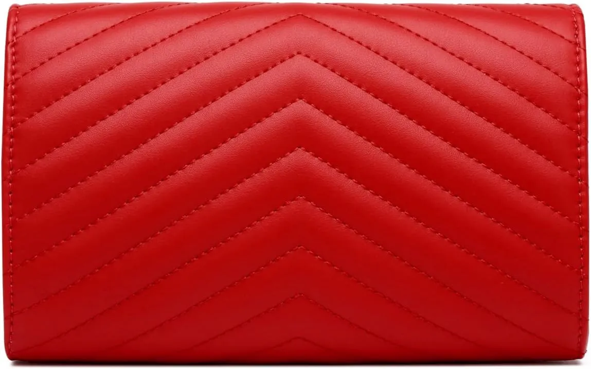 Women's Quilted Small Square Crossbody with Chain Strap Flap Minimalist Bag