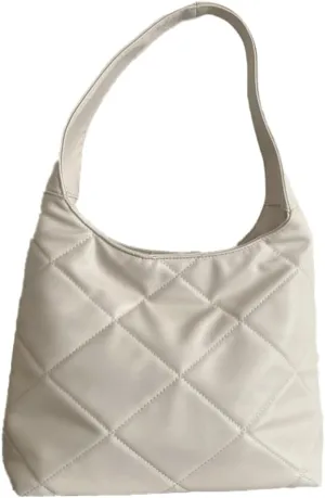 Women's Soft Quilted Shoulder Bag PU Leather Tote Bag Large Diamond Handbag Underarm Purse Top Handle Bag