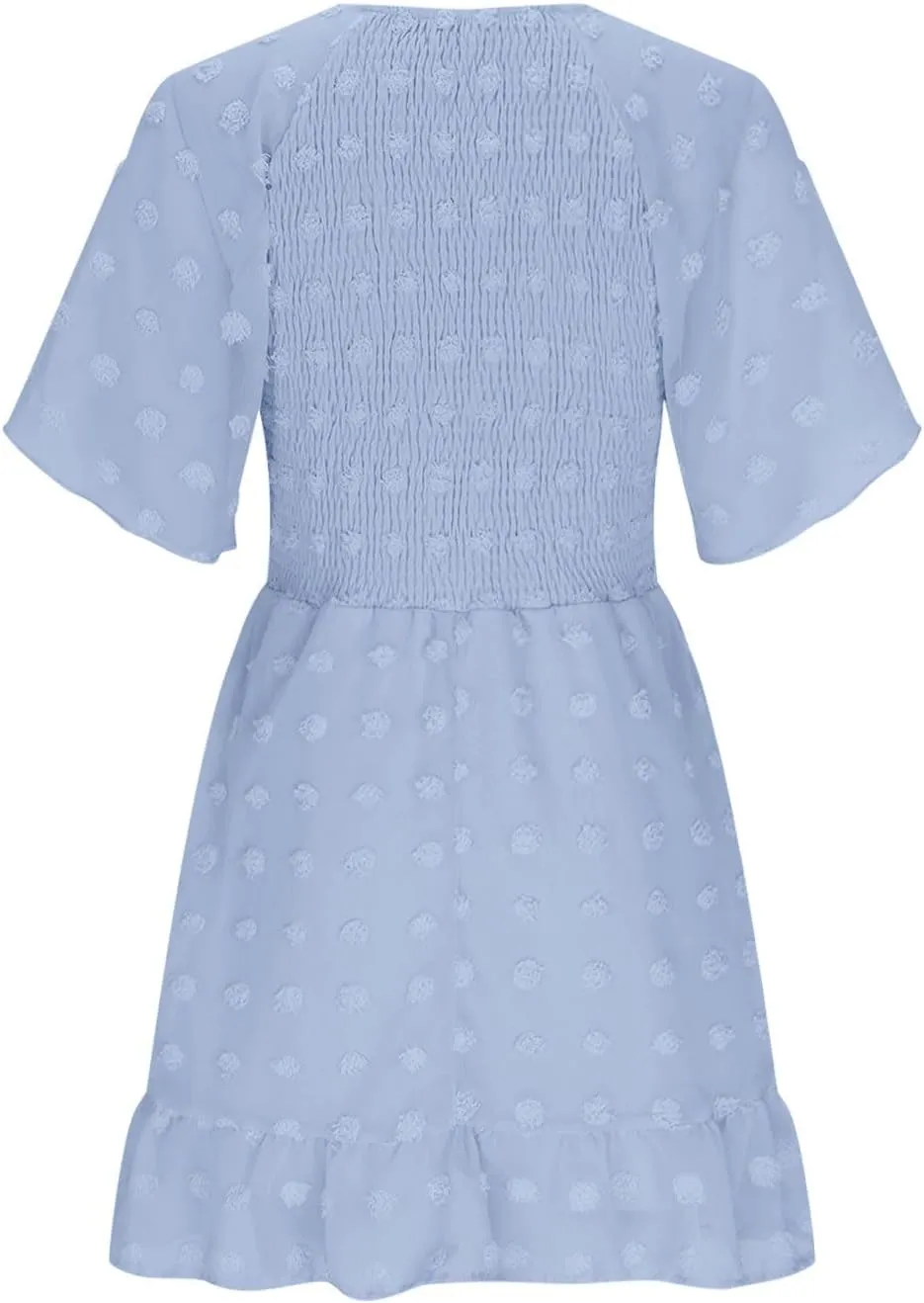 Womens Summer Dresses Short Flutter Sleeve v Neck Dresses Casual Empire Waist A-Line Dresses Mini Vacation Sundresses