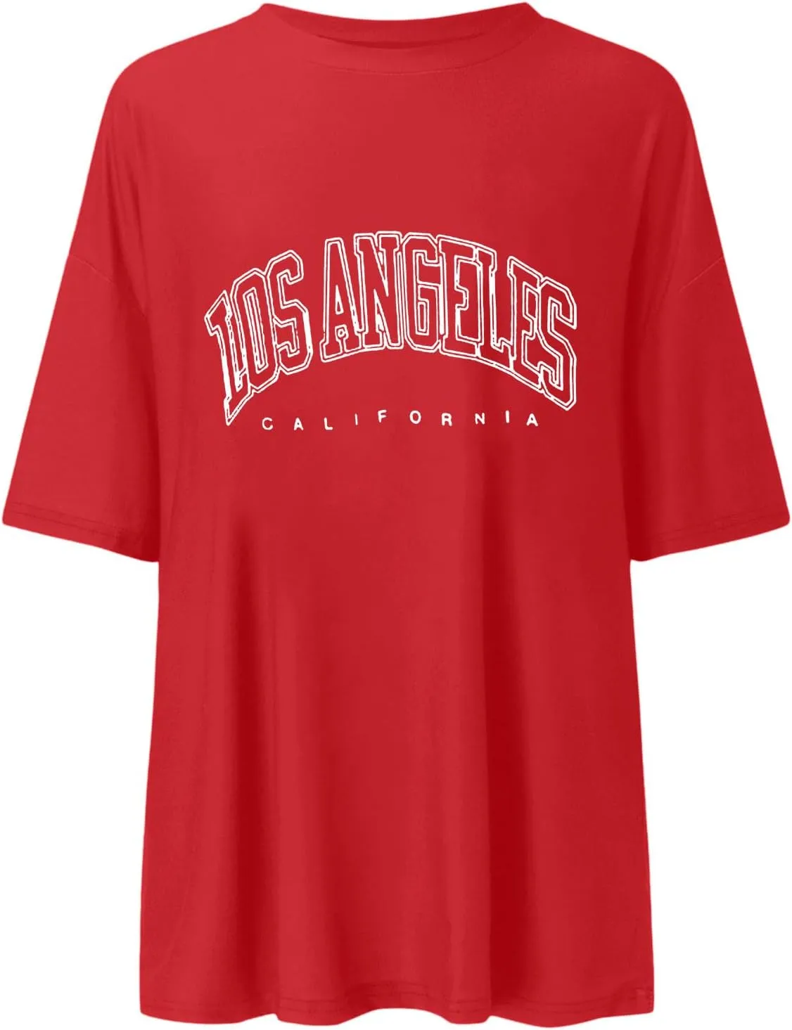 Women's Summer Los Angeles California Tees Shirts 2025 Letter Print Trendy Loose Fit Tops Going Out Graphic Casual