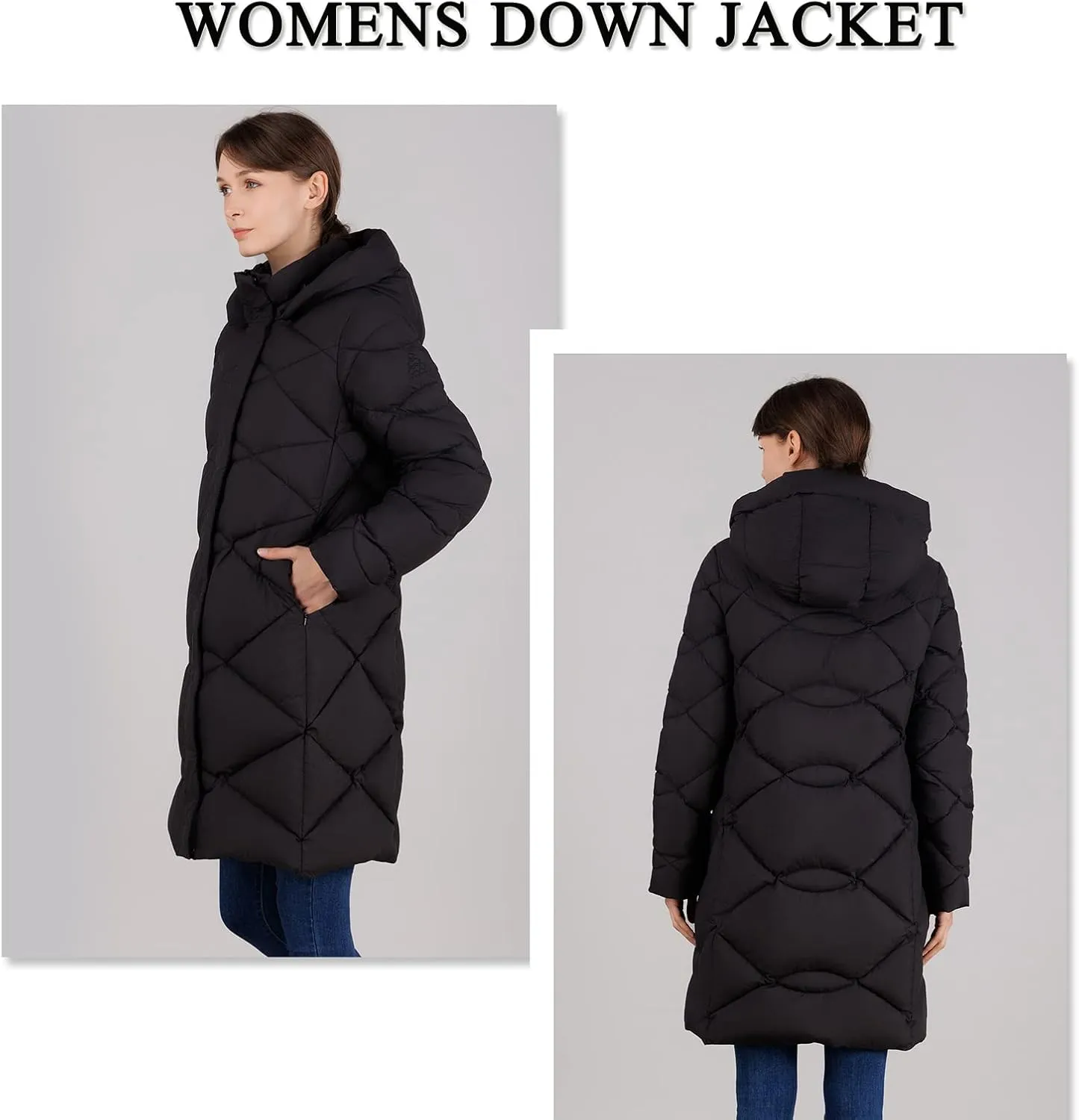 Women's Thickened Down Jacket - Winter Hooded Short Puffy Packable Jacket, Warm Puffer Down Coat for Christmas Gift