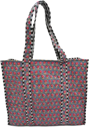 Women's Unique Quilted Large Cotton Fabric Tote Bag Travel Grocery Shopping Weekend Trips with Inside Pocket