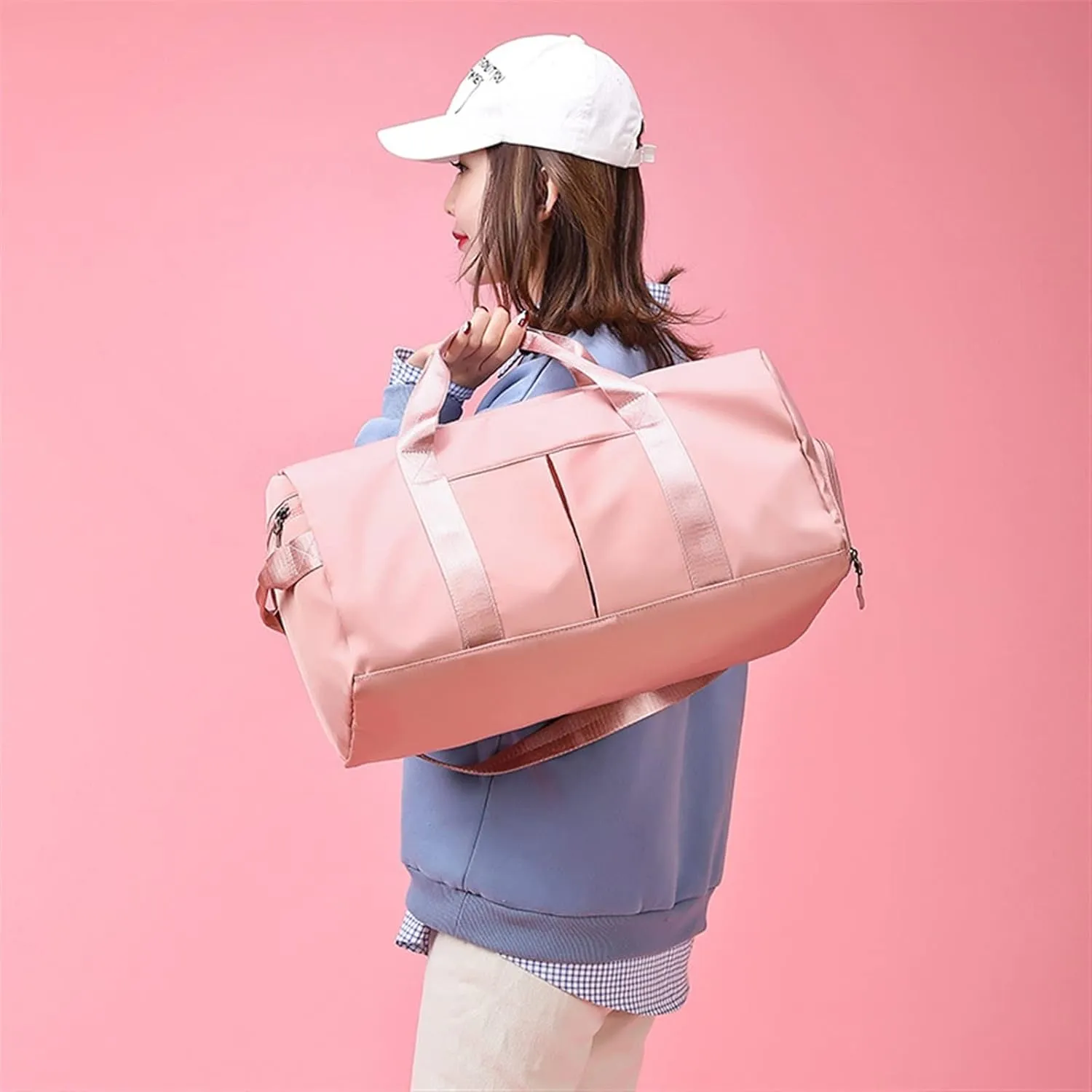 Women's Waterproof Yoga Sports Large Travel Shoulder Gym Fitness Training Large Capacity Tote Bag with Shoe Compartment