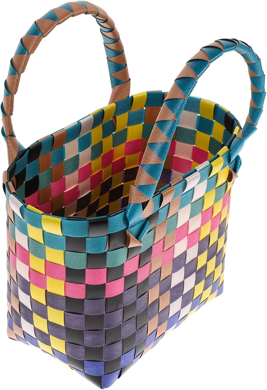 Woven Hand Basket - Decorative Wicker Easter Basket, Fruit Basket, Shopping Bag, Canasta