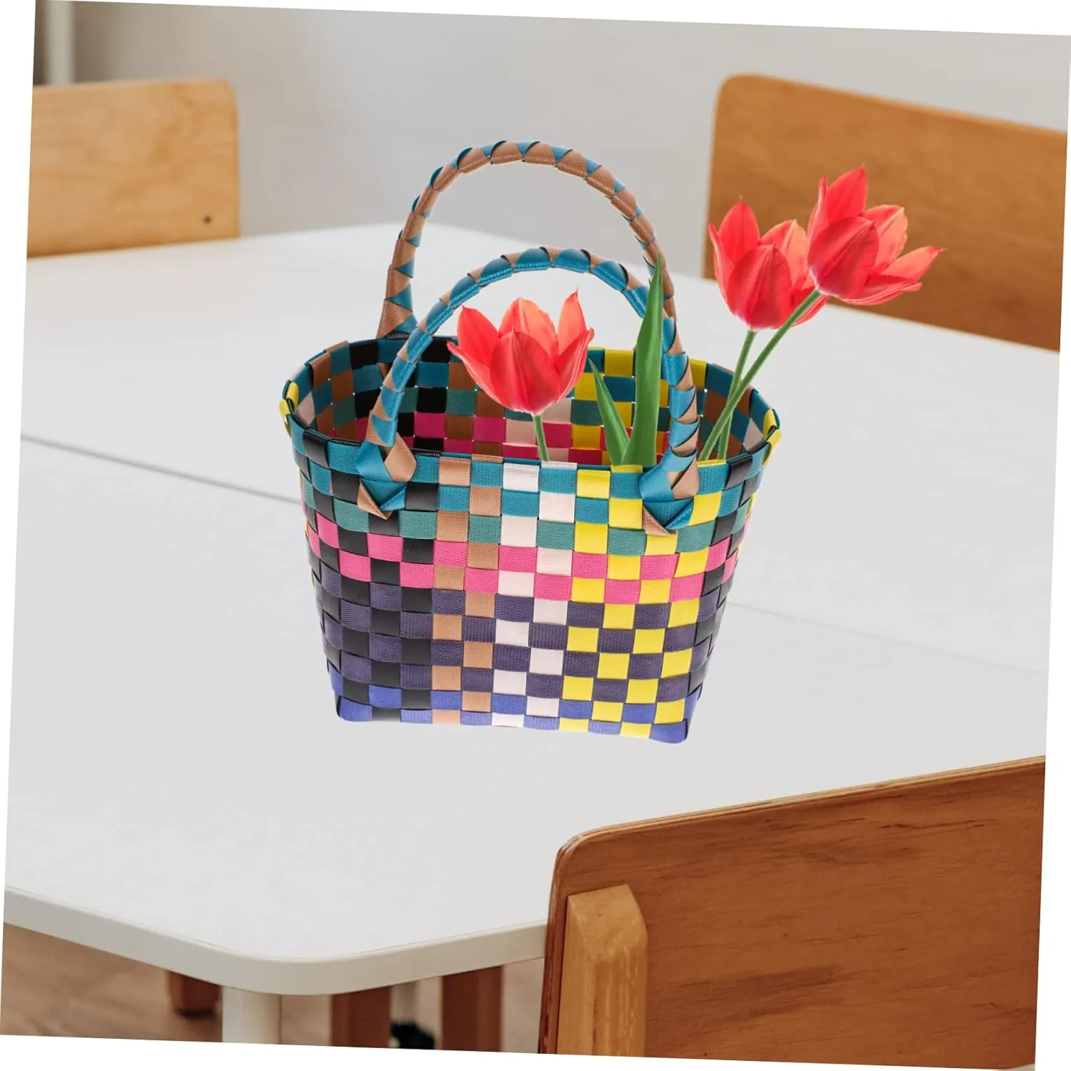 Woven Hand Basket - Decorative Wicker Easter Basket, Fruit Basket, Shopping Bag, Canasta