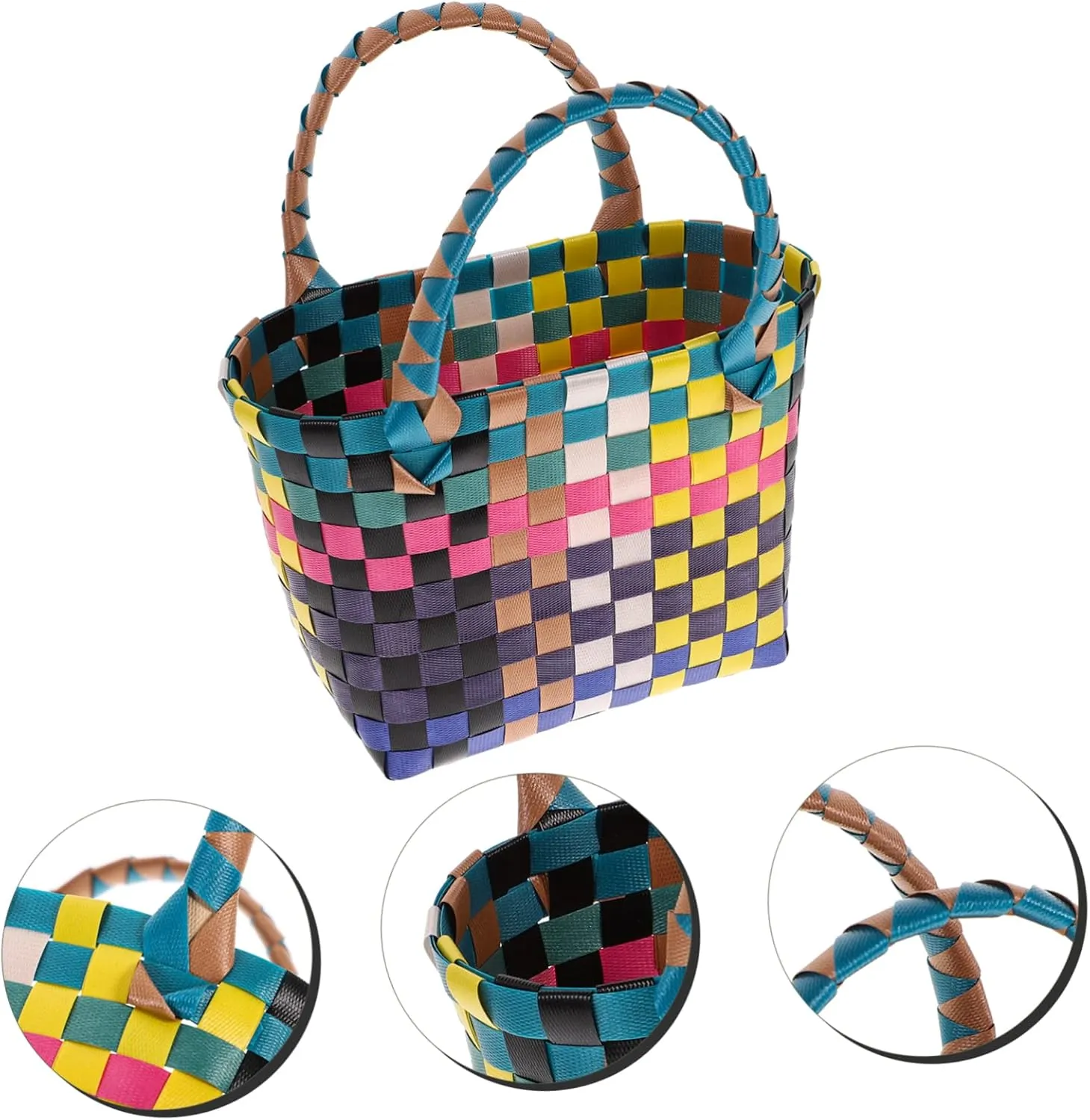 Woven Hand Basket - Decorative Wicker Easter Basket, Fruit Basket, Shopping Bag, Canasta