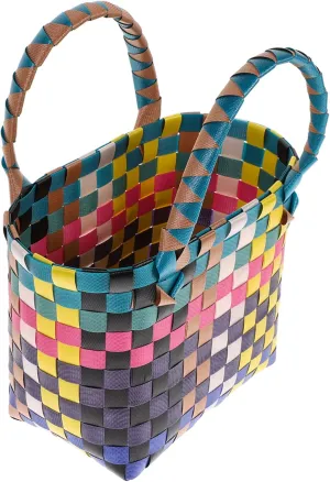 Woven Hand Basket - Decorative Wicker Easter Basket, Fruit Basket, Shopping Bag, Canasta