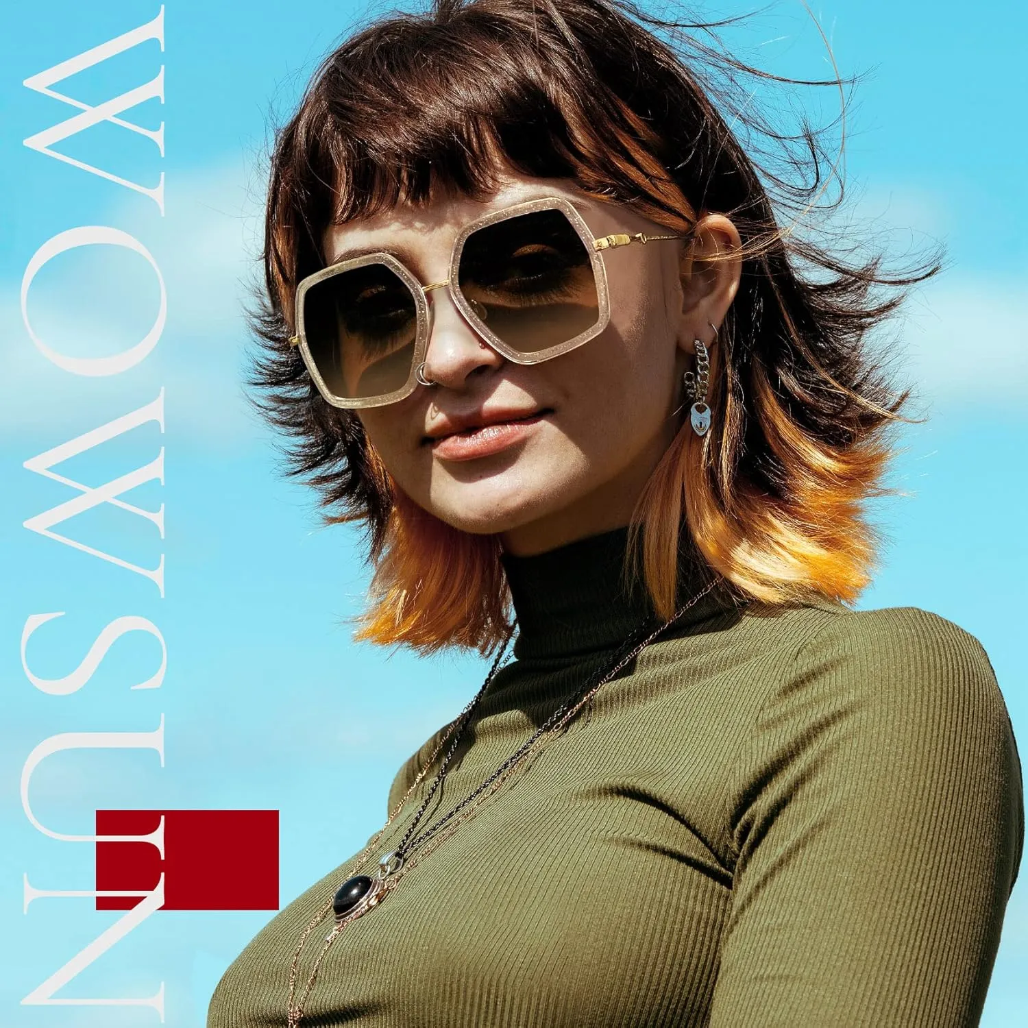 WOWSUN Oversized Big Fashion Sunglasses For Women Irregular Fashion Shades